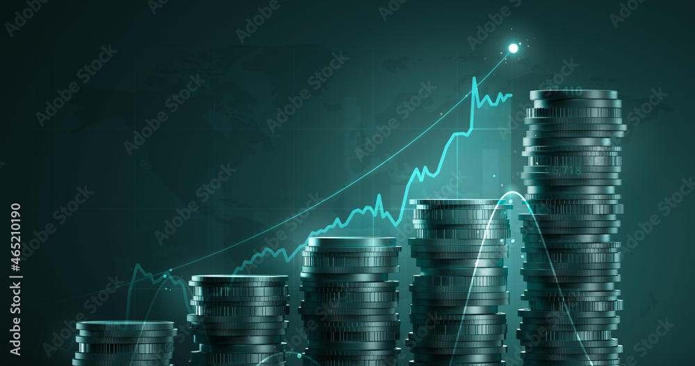 Money growth business graph economy finance stock or currency investment financial diagram profit chart of global exchange market price shares on economic analysis 3d background with success trade.